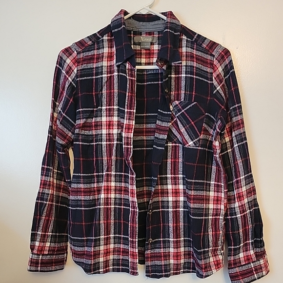 Natural Reflections Shirt Women Small Flannel Red Plaid Long Sleeve - Picture 4 of 6